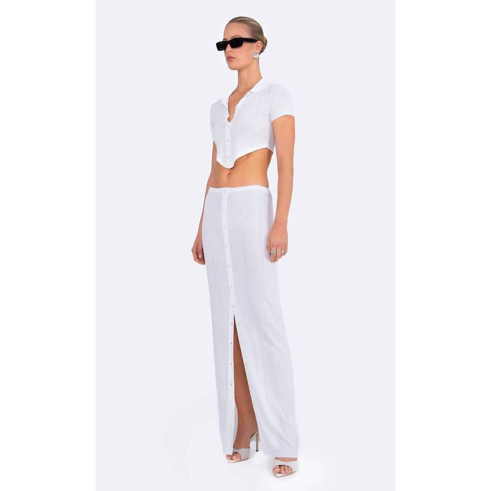 NEW NONCHALANT LABEL palmer polo crop top in white - Picture 3 of 4